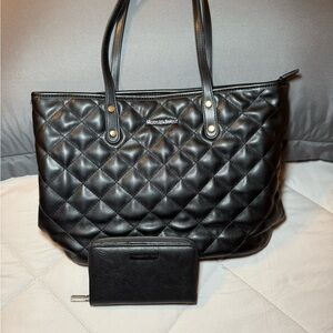Montana West Black Quilted Leather Tote